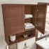 Pensile bagno sospeso 60 cm noce con ripiano in vetro e vano Romantica 