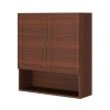 Pensile bagno sospeso 60 cm noce con ripiano in vetro e vano Romantica 