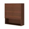 Pensile bagno sospeso 60 cm noce con ripiano in vetro e vano Romantica 