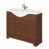 Mobile bagno a terra 85 cm noce con lavabo specchio e lampada Romantica