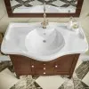 Mobile bagno a terra 115 cm noce con lavabo specchio e lampade Romantica