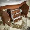 Mobile bagno a terra 115 cm noce con lavabo specchio e lampade Romantica