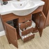 Mobile bagno a terra 105 cm noce con specchio lampada e pensile Romantica