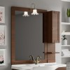 Mobile bagno a terra 105 cm noce con specchio lampada e pensile Romantica
