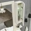 Mobile bagno a terra 105 cm bianco decape con specchio lampada e pensile Romantica