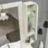 Mobile bagno a terra 105 cm bianco decape con specchio lampada e pensile Romantica