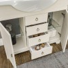 Mobile bagno a terra 105 cm bianco decape con specchio lampada e pensile Romantica