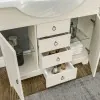 Mobile bagno a terra 105 cm bianco decape con specchio lampada e pensile Romantica