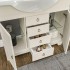 Mobile bagno a terra 105 cm bianco decape con specchio lampada e pensile Romantica