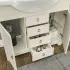 Mobile bagno a terra 105 cm bianco decape con specchio lampada e pensile Romantica