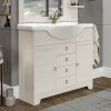 Mobile bagno a terra 105 cm bianco decape con specchio lampada e pensile Romantica