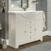 Mobile bagno a terra 105 cm bianco decape con specchio lampada e pensile Romantica