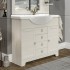 Mobile bagno a terra 105 cm bianco decape con specchio lampada e pensile Romantica