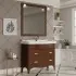 Mobile bagno a terra 115 cm noce con cassetti specchio e lampade Romantica