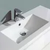 Mobile bagno sospeso bianco lucido 80 cm lavabo e specchiera LED Easy