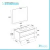 Mobile bagno sospeso rovere grigio 80 cm lavabo e specchiera LED Easy