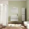 Mobile bagno sospeso rovere grigio 80 cm lavabo e specchiera LED Easy