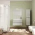 Mobile bagno sospeso rovere grigio 80 cm lavabo e specchiera LED Easy
