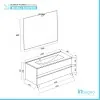 Mobile bagno sospeso bianco lucido 100 cm lavabo e specchiera LED Easy