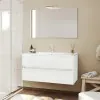 Mobile bagno sospeso bianco venato 100 cm lavabo e specchiera LED Easy