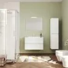 Pensile bagno sospeso bianco venato H 136 cm ante reversibili soft-close Easy