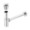 Sifone lavabo a canna tonda cromato completo di piletta click clack universale