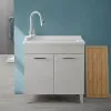 Asse di lavaggio in legno di bamboo per lavatoio in resina da 80 cm 