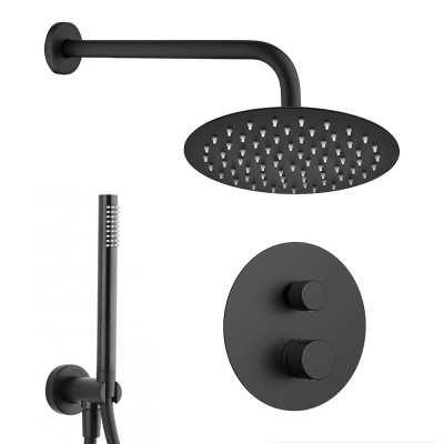 Set doccia incasso nero opaco con soffione 30 e kit doccia completo Gemini