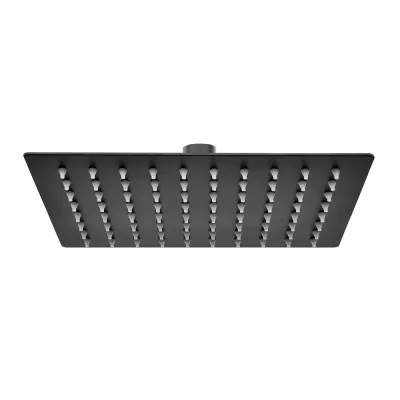 Soffione doccia rettangolare 30x20 cm nero opaco in acciaio inox