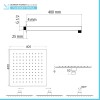 Set doccia nero opaco con braccio soffione quadrato 40x40 e kit doccia 