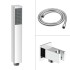 Set doccia cromato con braccio soffione rettangolare 25x15 e kit doccia 