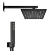Set doccia nero opaco con braccio soffione rettangolare 30x20 e kit doccia 