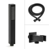 Set doccia nero opaco con braccio soffione rettangolare 30x20 e kit doccia 