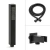 Set doccia nero opaco con braccio soffione rettangolare 30x20 e kit doccia 