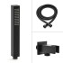 Set doccia nero opaco con braccio soffione rettangolare 30x20 e kit doccia 