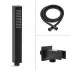 Set doccia nero opaco con braccio soffione rettangolare 30x20 e kit doccia 