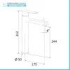 Miscelatore lavabo alto Mariani serie Artic in ottone nero opaco