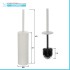Portascopino bianco opaco con setole nere in silicone e secchio interno