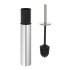 Portascopino tondo slim in acciaio inox setole nere e secchio estraibile