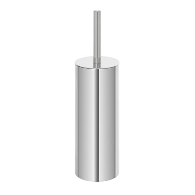 Portascopino tondo in acciaio inox con setole nere e secchio estraibile