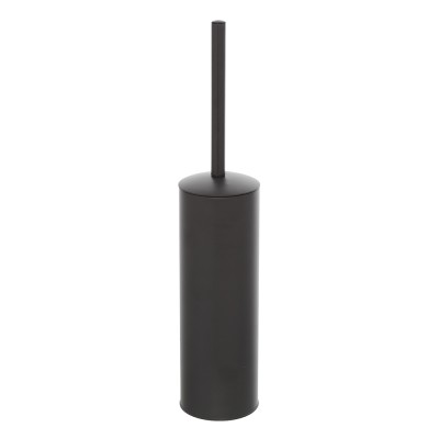 Portascopino grigio opaco con setole nere in silicone e secchio interno