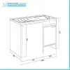 Mobile copri lavatrice 109x60 con lavatoio a destra e asse incluso