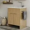 Mobile lavatoio frassino 60x50 con vasca e asse lavapanni in resina