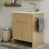 Mobile lavatoio frassino 60x50 con vasca e asse lavapanni in resina
