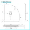 Piatto doccia semicircolare 80x80 bianco riducibile su misura Ten