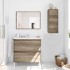 Mobiletto bagno a terra 80 cm 2 cassetti serie Oasi rovere con specchio e lavabo