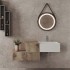 Mobile sospeso 100 cm cannettato rovere naturale lavabo in resina Tevere