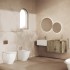 Mobile sospeso 100 cm cannettato rovere naturale lavabo in resina Tevere