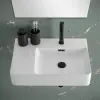 Lavabo sospeso 60x43 in ceramica lucida con ripiano a sinistra