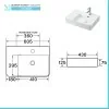 Lavabo sospeso 60x43 in ceramica lucida con ripiano a sinistra